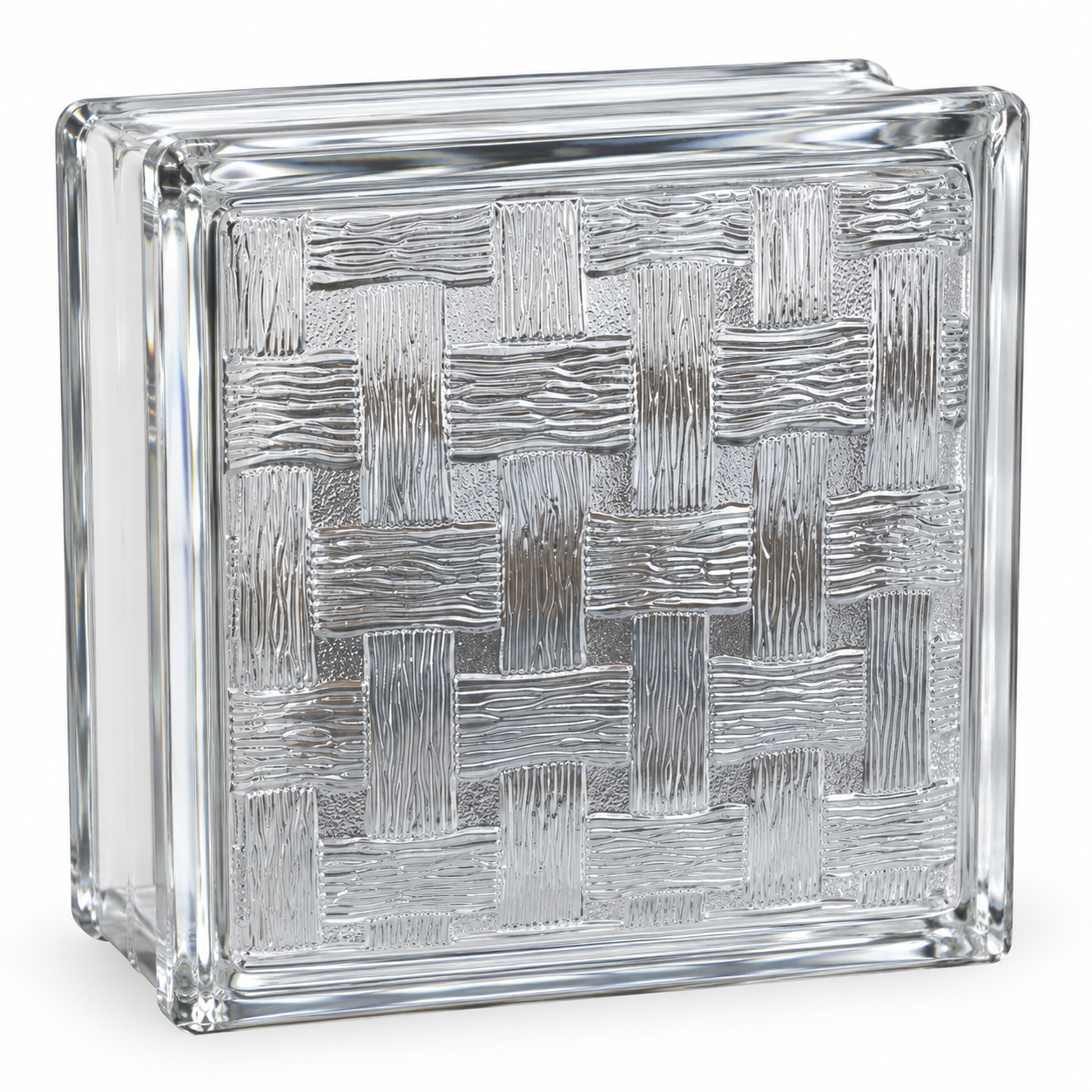 Bloque de Vidrio Decorativo Diseño Tejido 190x190x80mm
