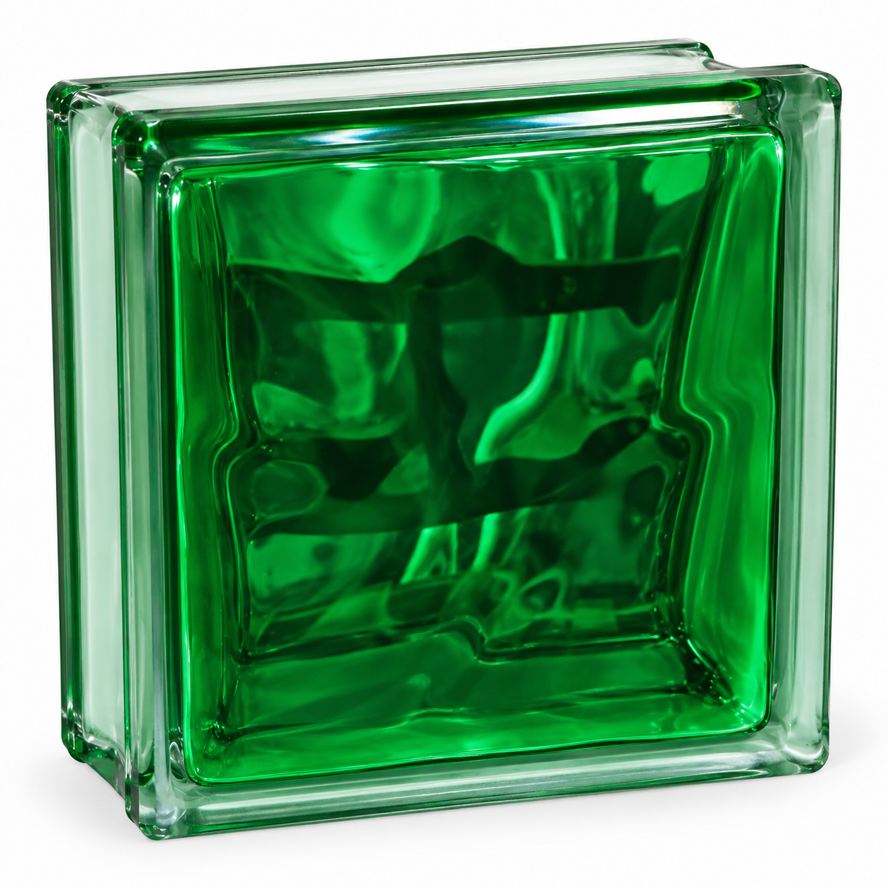 Bloque de Vidrio Decorativo Color Verde – 190x190x80mm