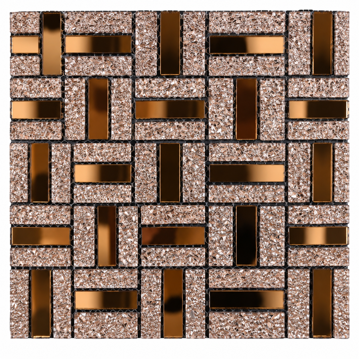 Malla de Mosaico de Vidrio Dorado/Espejo – 30x30cm