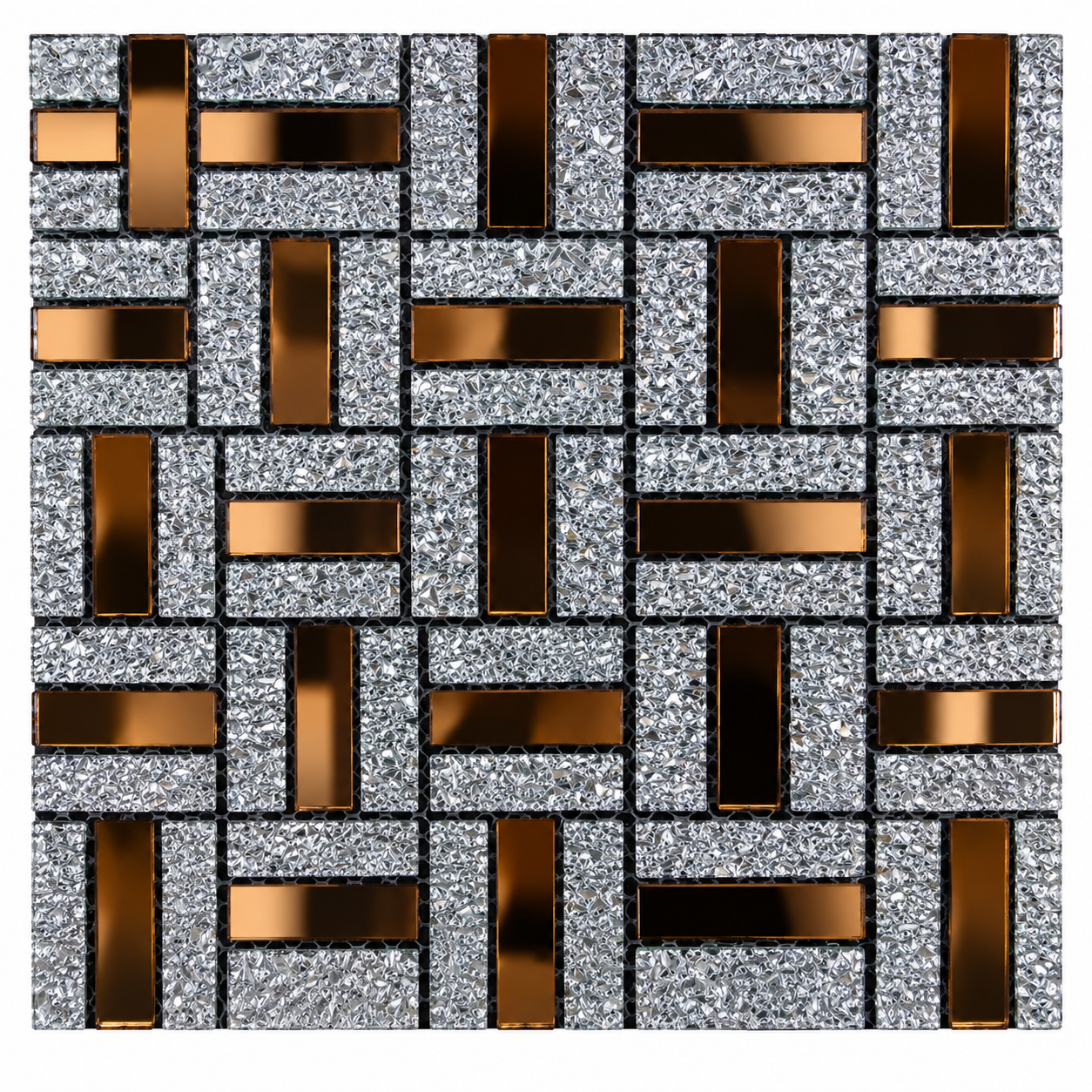 Malla de Mosaico de Vidrio Dorado/Espejo – 30x30cm