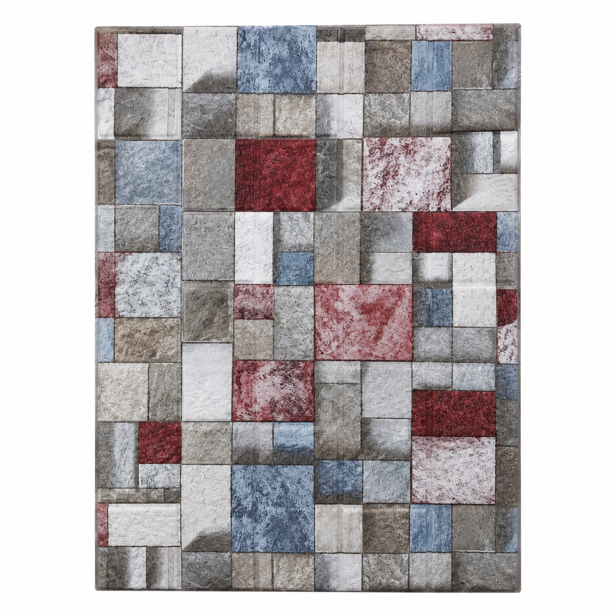 Panel decorativo 3D autoadhesivo tipo piedra/mosaico, colores gris y vino