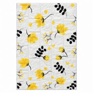 Panel decorativo 3D autoadhesivo diseño floral amarillo