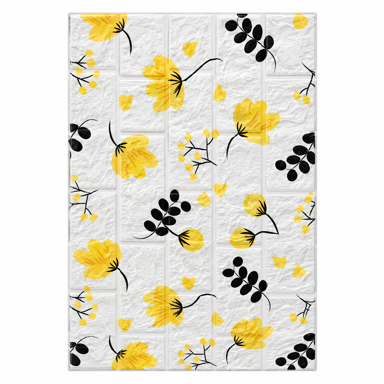 Panel decorativo 3D autoadhesivo diseño floral amarillo