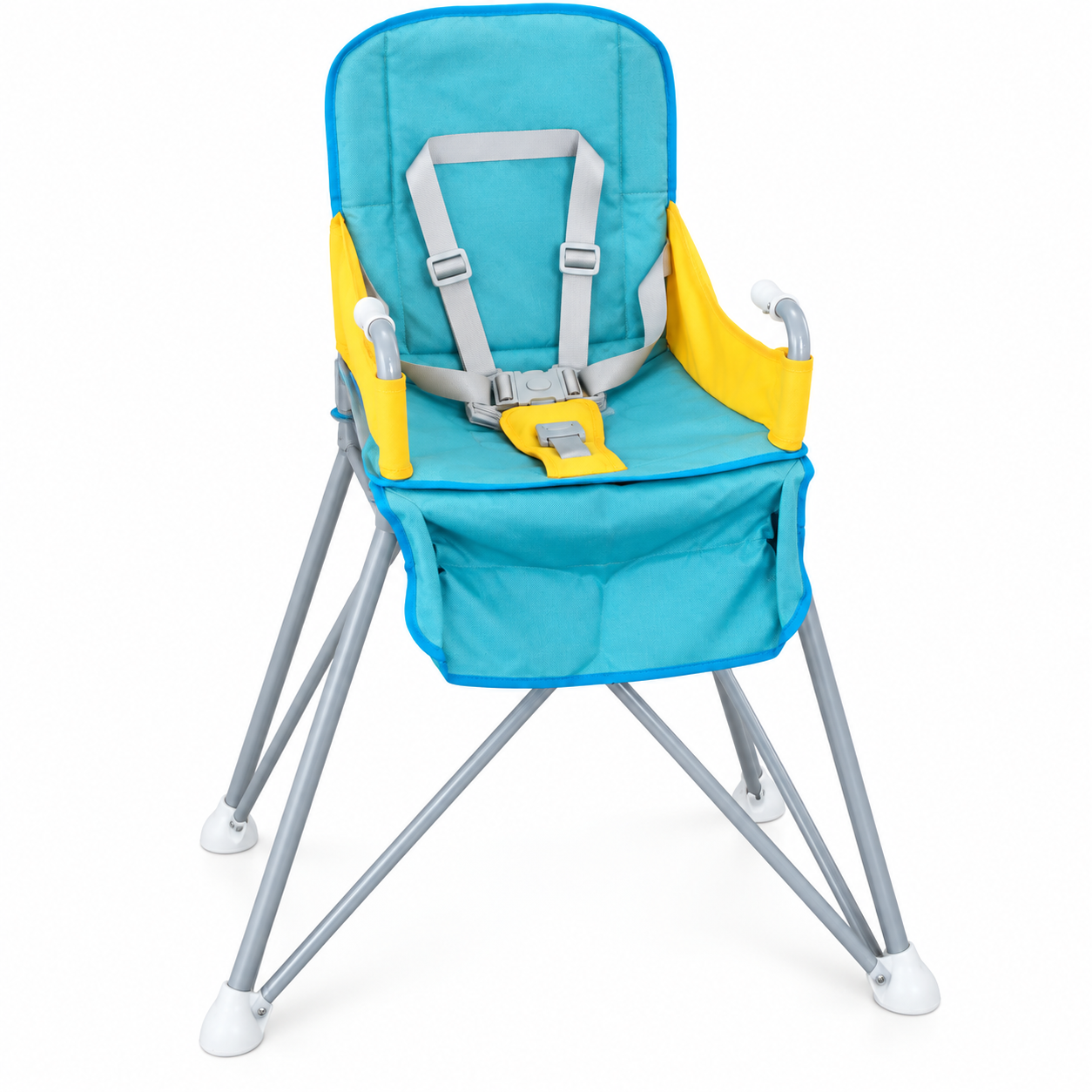 Comedor / silla de comer para bebé plegable con bandeja – Color celest