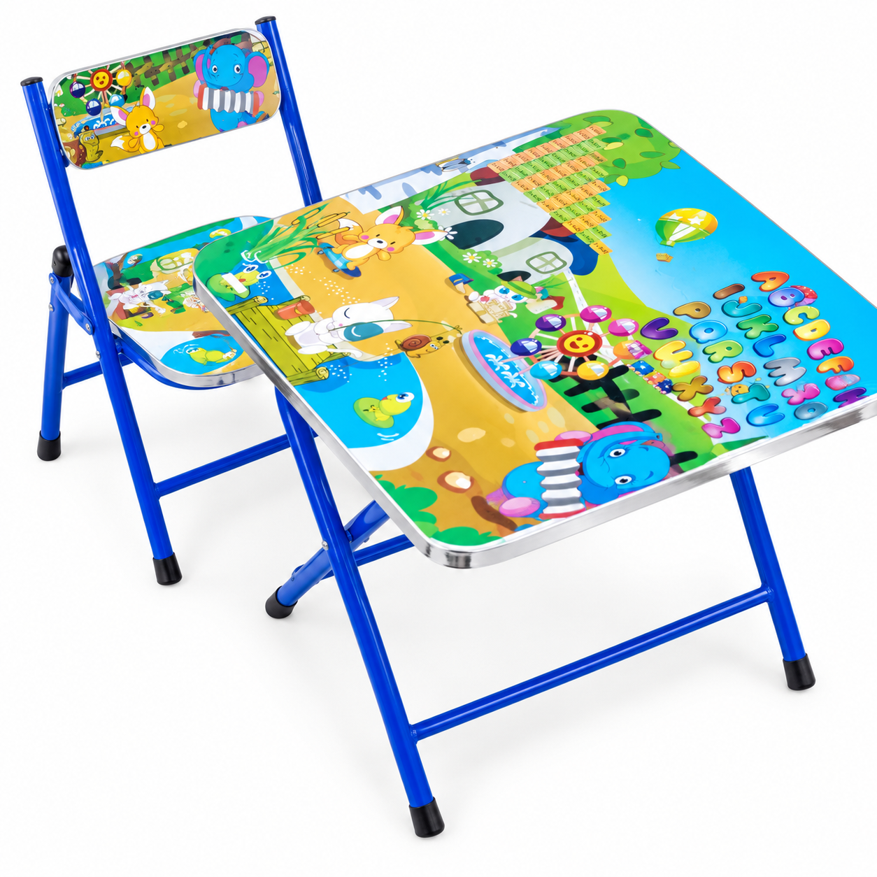 Mesa y silla infantil plegable con alfabeto y tabla de multiplicar