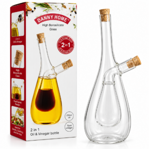 Aceitera y vinagrera 2 en 1 de vidrio – forma de gota