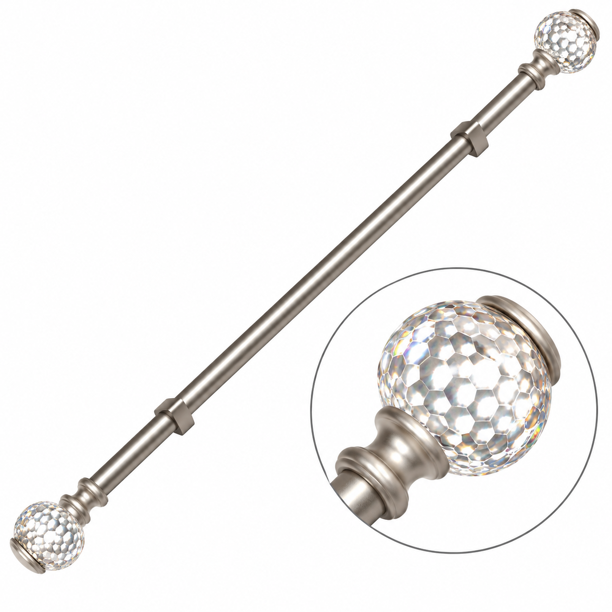 Cortinero extensible con remate de cristal, de 2.13 a 3.05 metros – Luxury by Home Blank