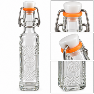 Botellita de vidrio labrado 50 ml con tapón hermético