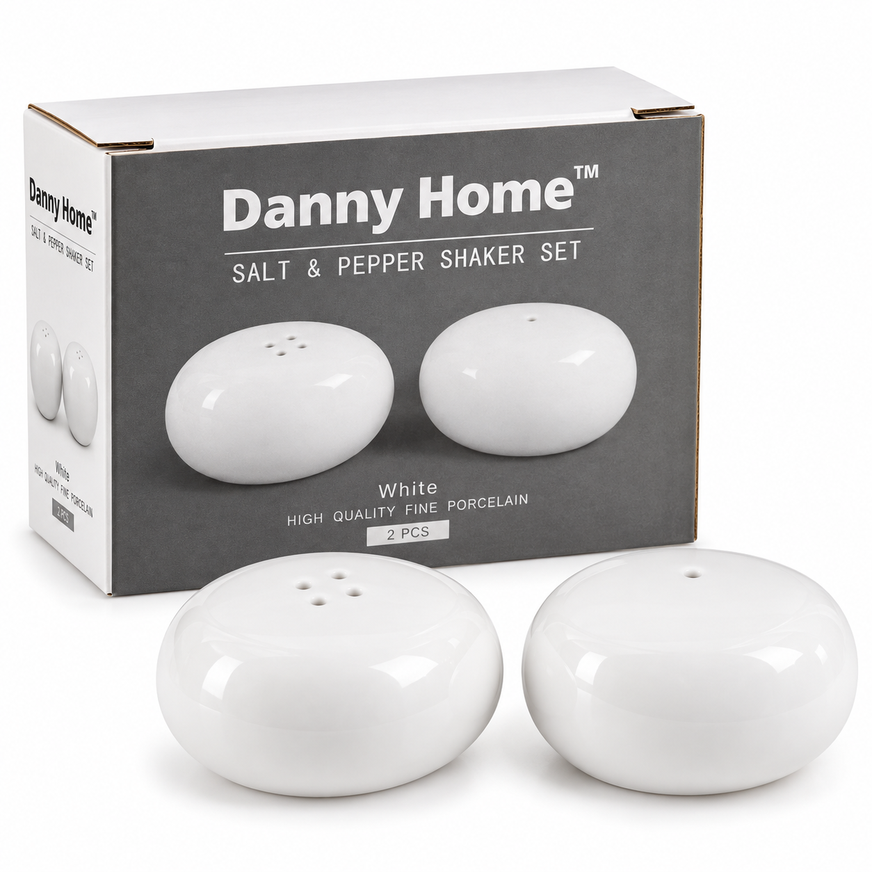 Set de salero y pimentero de porcelana – blanco