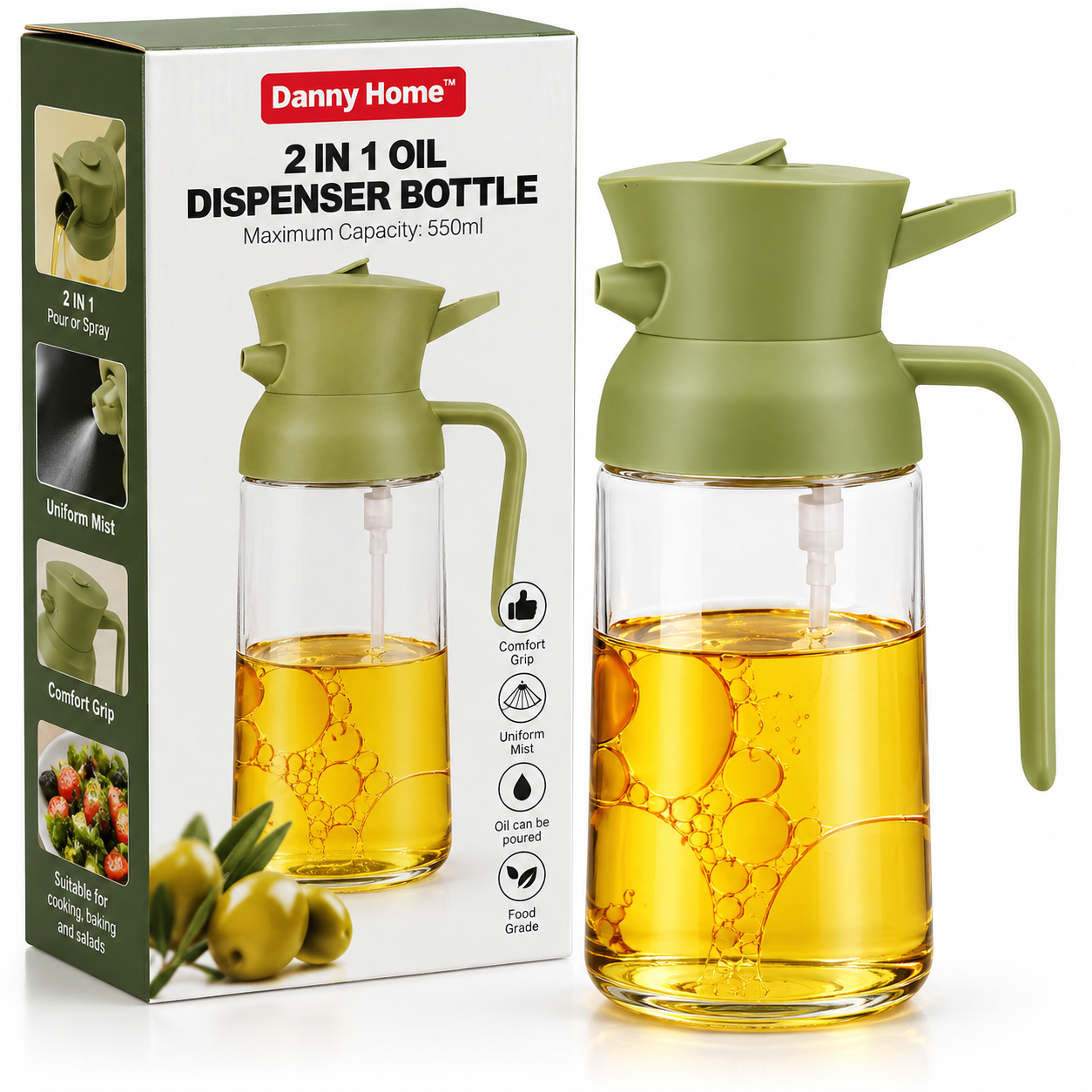 Aceitera 2 en 1 con rociador spray – 550 ml
