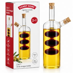 Aceitera y vinagrera 2 en 1 de vidrio