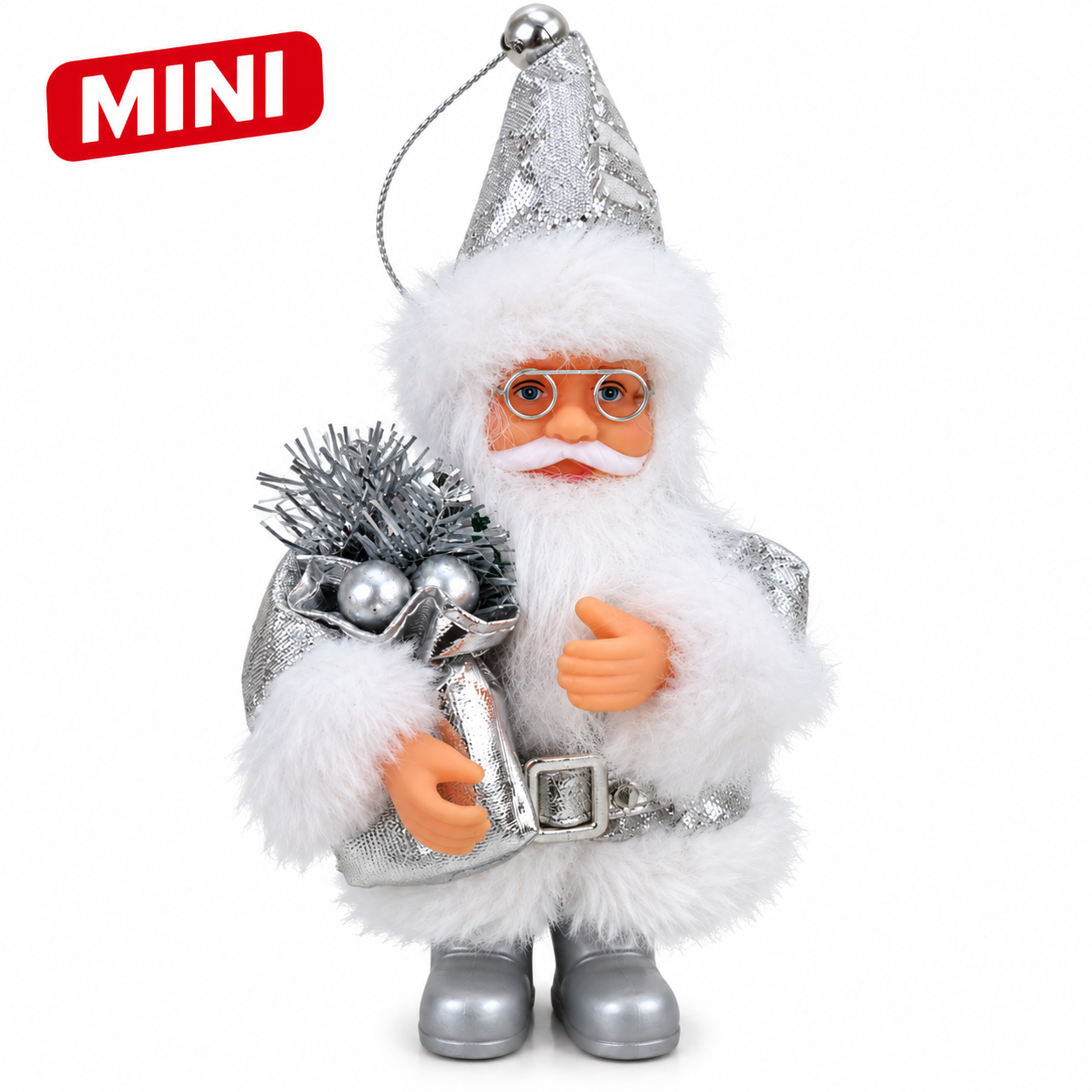 Santa Claus plateado / Muñeco decorativo de Papá Noel