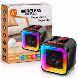 Parlante Bluetooth Portátil ABS-1402 de 4" con Luz RGB, Radio FM, USB, MicroSD y TWS