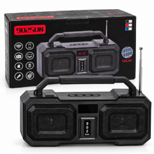 Parlante Solar Inalámbrico Portátil 902SUN con Radio FM, USB y Tarjeta de Memoria