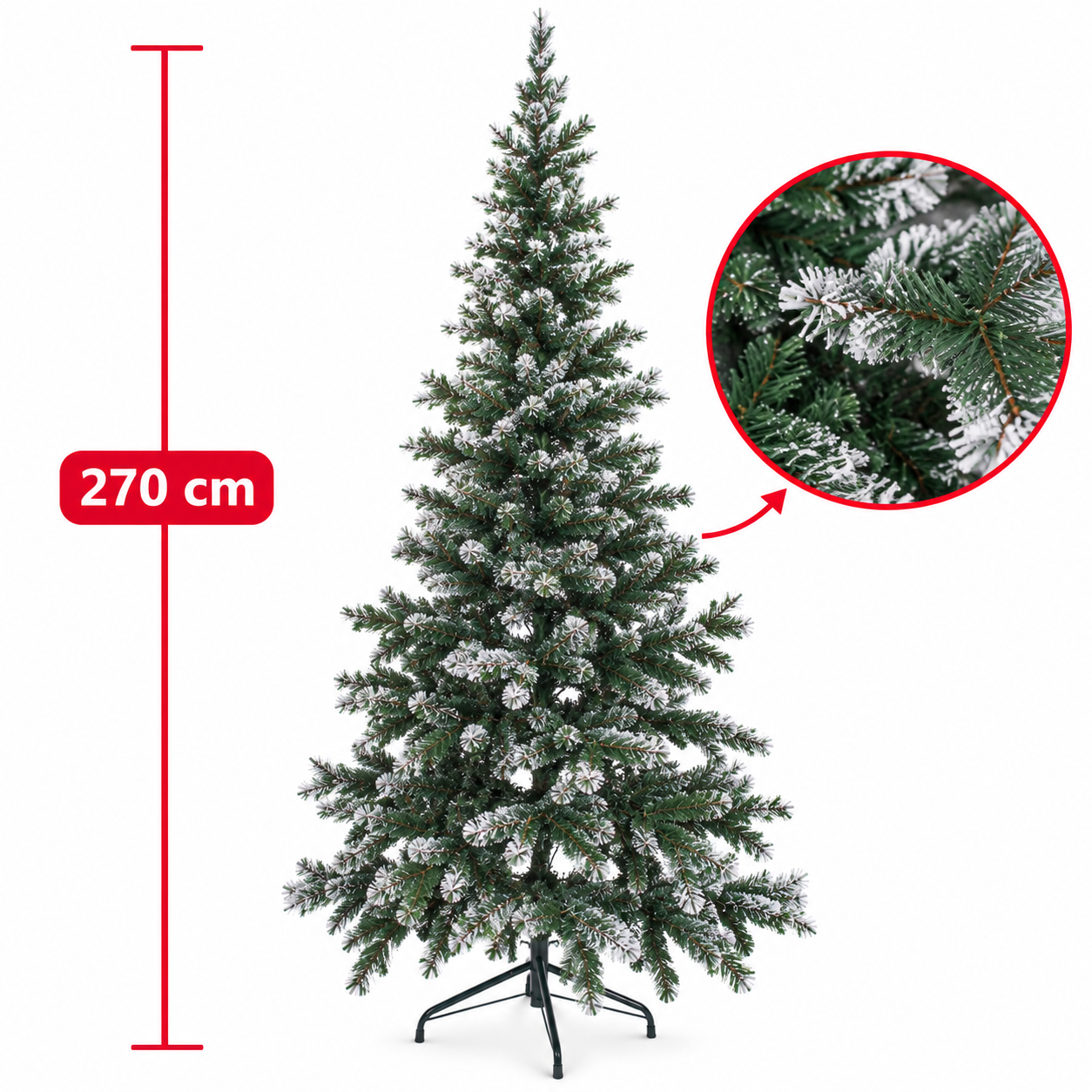 Árbol de Navidad verde con baño de nieve de 270 cm / Pino navideño nevado