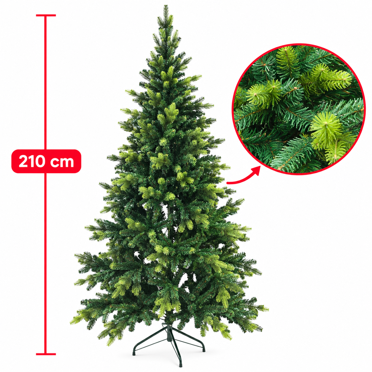 Árbol de Navidad verde de 210 cm / Pino navideño para decorar
