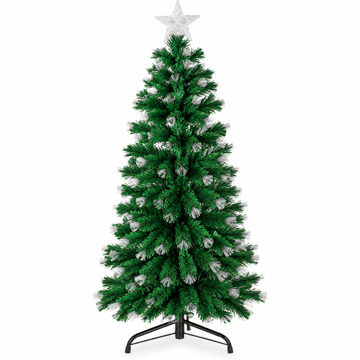 Árbol de Navidad Verde con Puntas Blancas de 210 cm – Pino Navideño Artificial de 2.10 Metros con Efecto Nevado