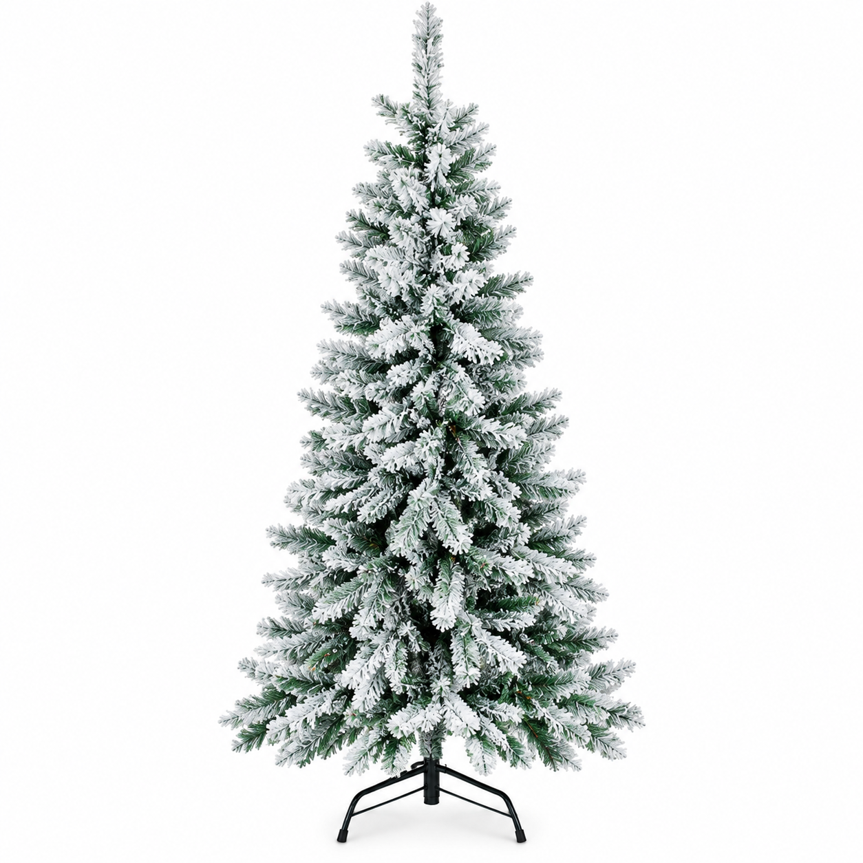 Árbol de Navidad Verde Nevado de 150 cm – Pino Navideño Artificial con Nieve Blanca, Efecto Escarchado