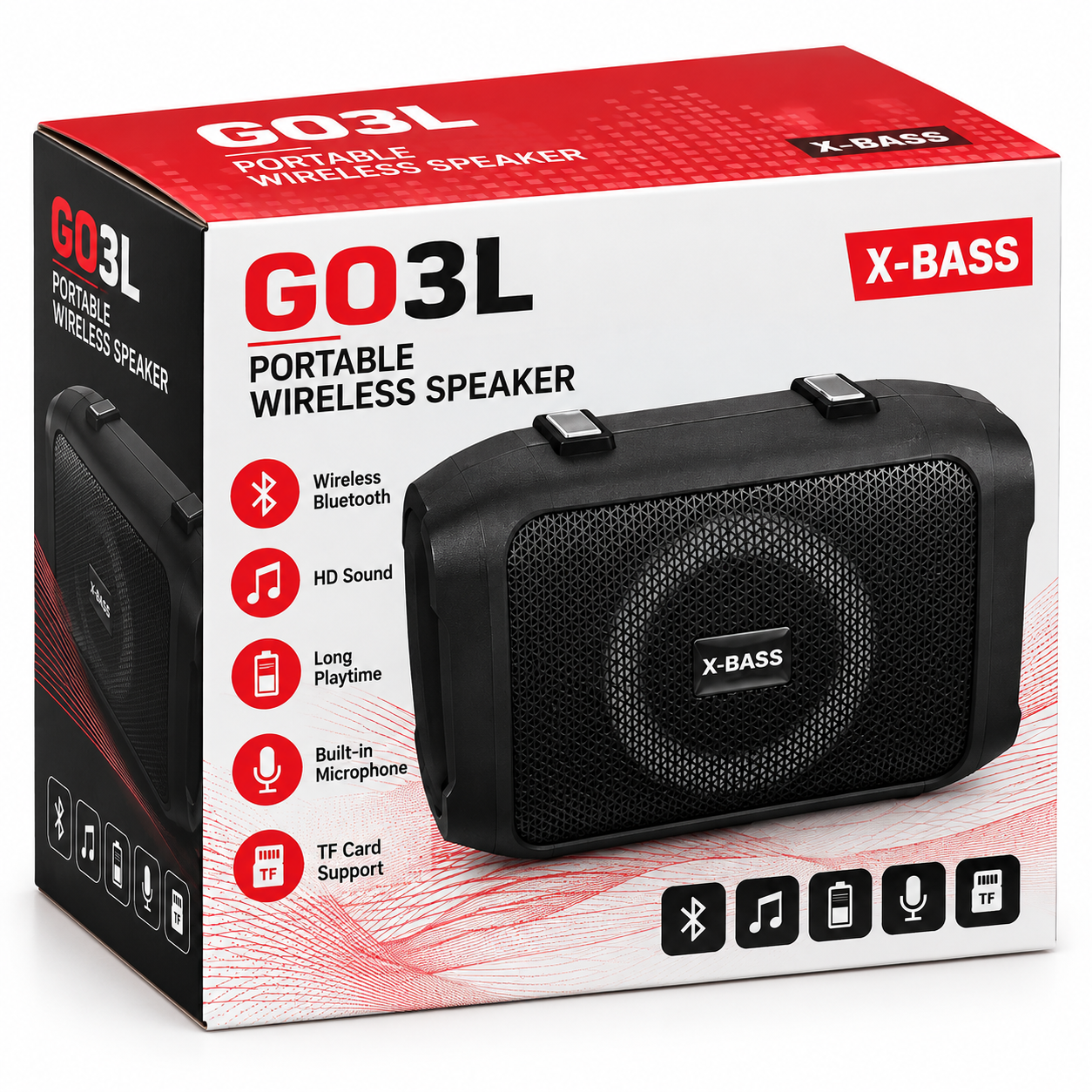 Parlante Bluetooth Portátil X-BASS GO3L con Carga Type-C y Reproductor MP3