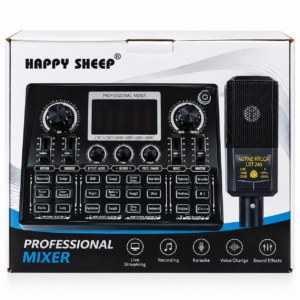 Kit Mezcladora de Voz Happy Sheep con Micrófono: Tarjeta de Sonido Externa, Bluetooth y Efectos