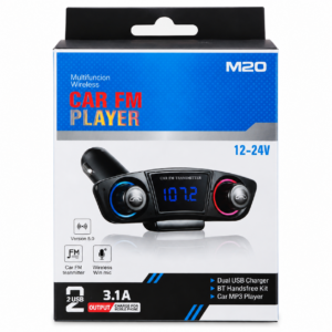 Transmisor FM Bluetooth para Carro M20 con Manos Libres, Cargador USB Doble y Reproductor MP3