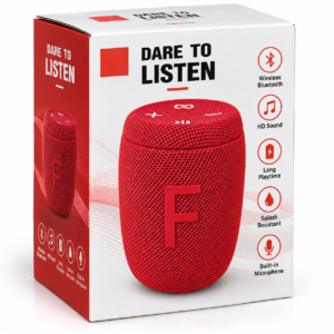 Parlante Bluetooth Portátil Compacto Rojo con Controles Integrados