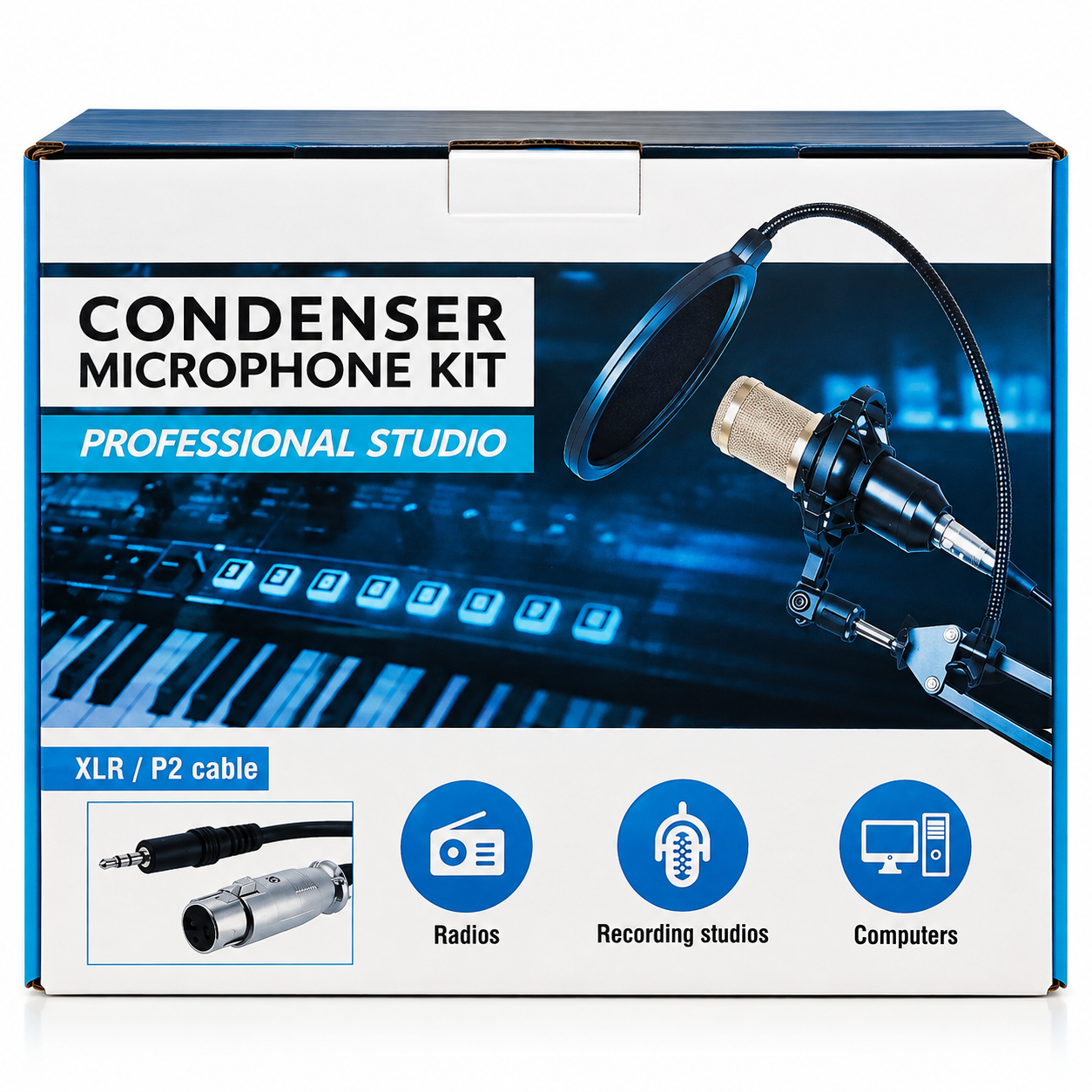 Micrófono Condensador Profesional Kit de Estudio para Grabar, Podcast y YouTube