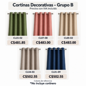 Cortinas Decorativas en Colores Variados -Grupo B
