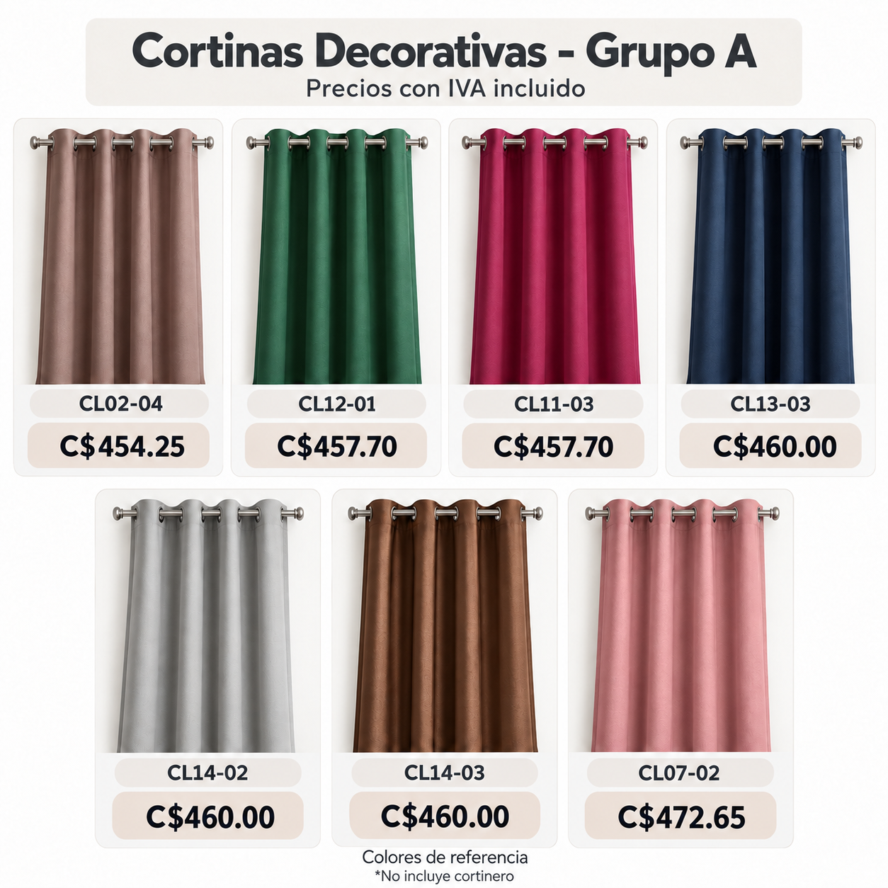 Cortinas Decorativas Económicas en Colores Variados -Grupo A