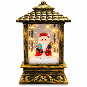 Farol Navideño Santa Claus / Papá Noel con Efecto de Nieve – Linterna Decorativa Estilo Vintage