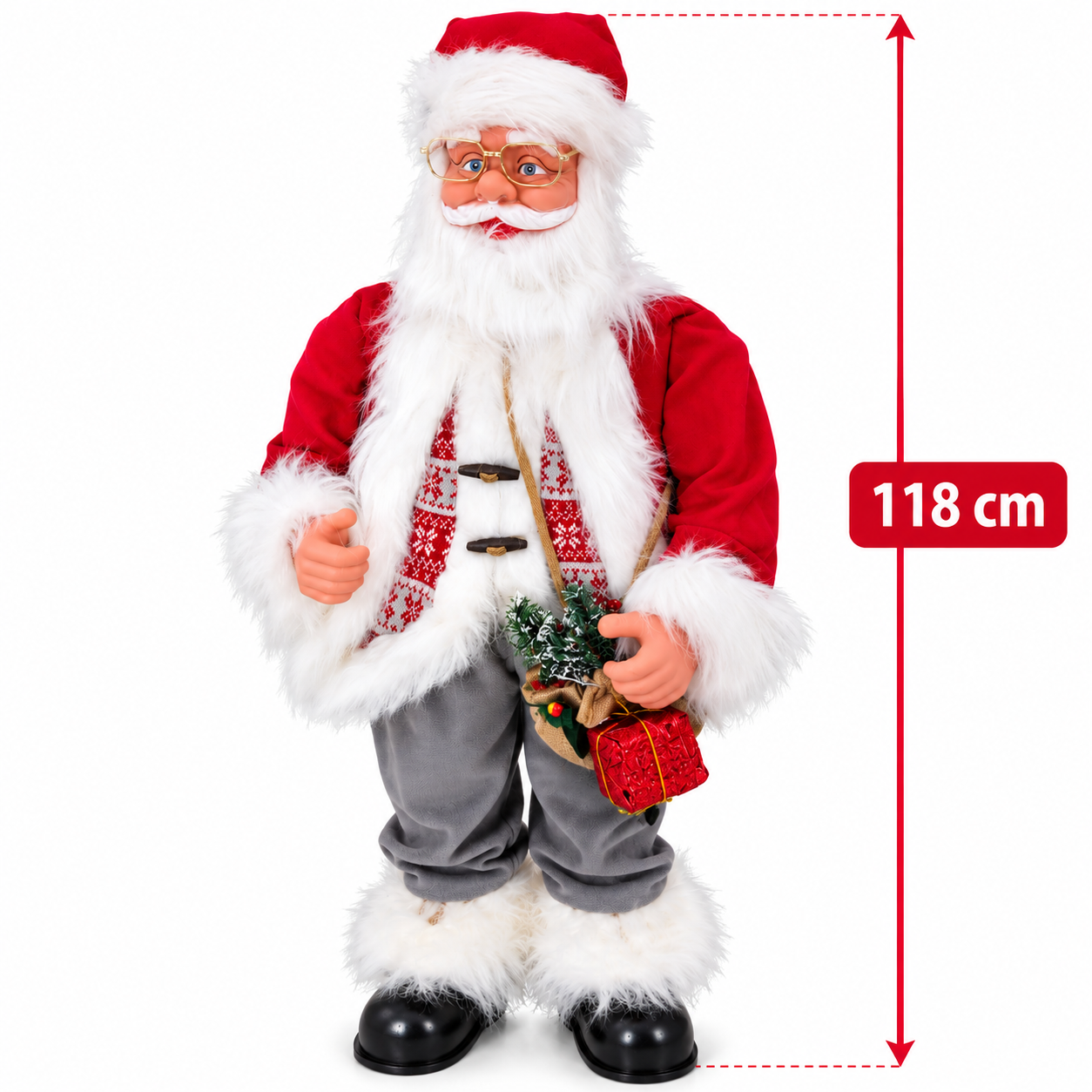 Santa Claus decorativo / Muñeco de Papá Noel de 118 cm
