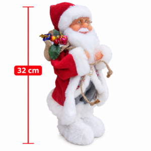 Figura de Papá Noel con saco de regalos de 32 cm / Santa Claus decorativo