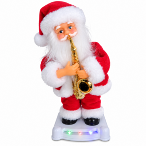 Santa Claus / Papá Noel Musical con Saxofón, Luces y Sonido – Muñeco Decorativo Navideño